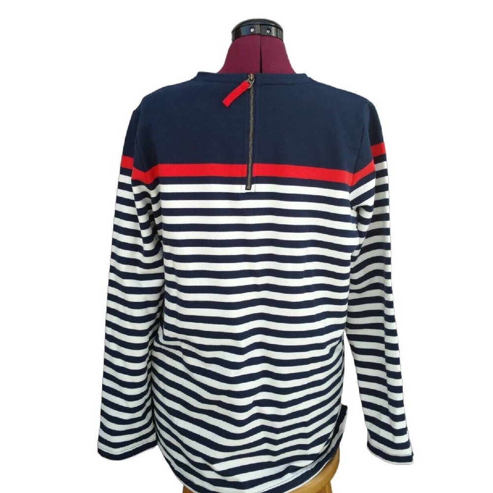 Joules Clemence Navy White Red Striped Sweatshirt Size 10 US 14 UK 12 EU - Picture 3 of 5